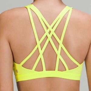 Lululemon Free to be Serene Sports Bra Electric Lemon 🍋 Yellow Yoga C-D HTF 12